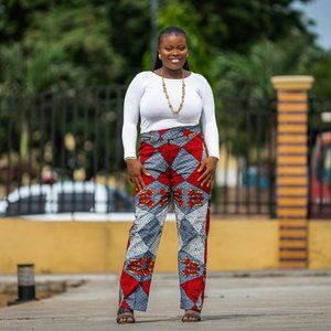 ANKARA dress pants/Linen Lined Quilted print